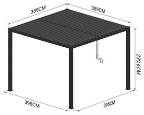 Alumínium bioklimatikus pergola lamellákkal 4 x 4 M