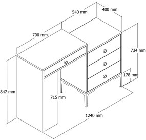 Fésülködő asztal Lizbon 553 - Walnut