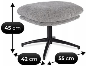 Fotel Wypoczynkowy Obrotowy FREMONT Z Podnóżkiem Szary