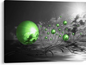 Zöld absztrakt gömbök képe (70x50 cm)