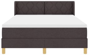 Boxrugós ágy matracmal Sötétbarna és fehér 160 x 200 cm szövet