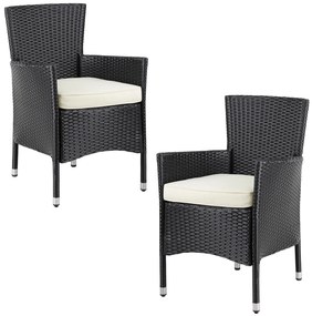 Casaria® 2 db rattan szék - fekete