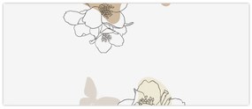 Kép - Bézs virágok pillangóval N⁰2 (120x50 cm)