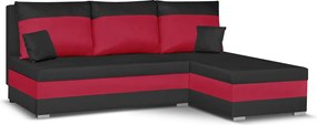GUSTO Kinyitható sarokkanapé Fekete/piros