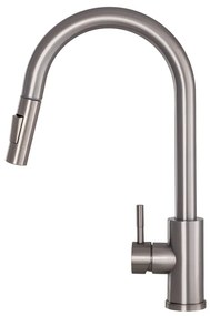 Gamma Taru Slim, magas mosogató csaptelep h-400, csiszolt acél, GMA-BTS-IX