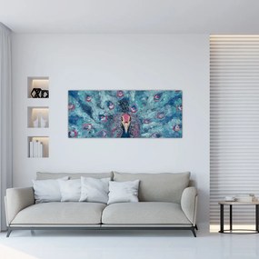 Egy festett páva képe (120x50 cm)