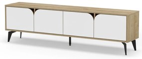 Fehér-natúr színű TV-állvány tölgyfa dekorral 180x51 cm Nola – Marckeric