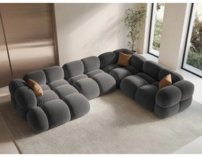 Szürke bársony sarokkanapé (jobb oldali-U alakú) Loretto – Cosmopolitan Design