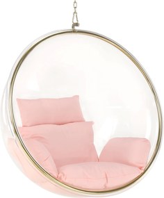 Függő fotel, átlátszó/arany/rózsaszín, BUBBLE NEW TYP 1