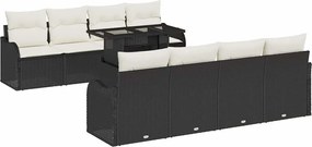 vidaXL Kerti Kanapé Szett párnával 7 pcs Fekete polirattan