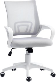 HOMCOM Hálós Irodai Szék Forgószék Állítható Magassággal, Ringató Funkcióval és Deréktámasszal, 120 kg Terhelhetőség, Szürke | Aosom