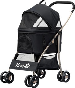 PawHut Kutya Babakocsi, 2 az 1-ben Kutya Trolly, Hordozótáska, Összecsukható Kutya Kocsi Párnával, Macska Babakocsi Kistestű Kutya és Macskák számára,