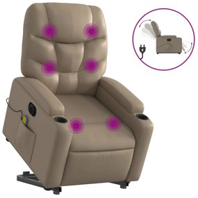 elektromos kávészínű műbőr felállást segítő masszázsfotel