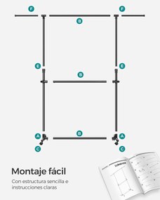 Dupla Ruhafogas, Állítható Felső Rúddal, Görgős, 113-180 cm, Fekete