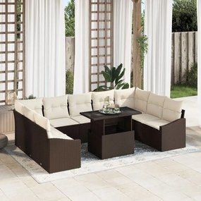 Kerti Kanapé Szett 10 pcs Barna és Krém 100 x 55 x 73 cm