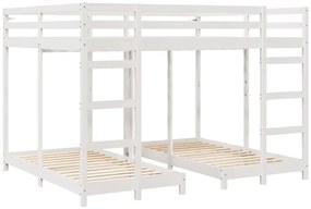vidaXL Háromszintes emeletes ágykeret Fehér 160 x 200 cm Tömör fenyőfa
