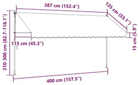 kézzel feltekerhető antracit napellenző 400 cm