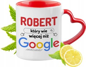 Robert Piros bögre szív alakú füllel ajándékba