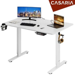 Casaria® Állítható magasságú fehér irodai íróasztal - 110x60x118 cm