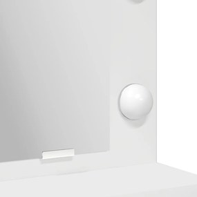 Sminkasztal LED Fényekkel, Fehér - 79x41x135 cm