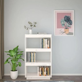 fehér tömör fenyőfa könyvszekrény/térelválasztó 60x35x103 cm