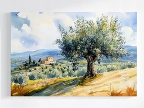 Poszter Tájkép Olaszország Toszkána Fa Olíva Villa 60x40