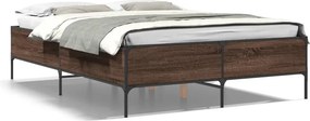 vidaXL barna tölgyszínű szerelt fa és fém ágykeret 120 x 200 cm