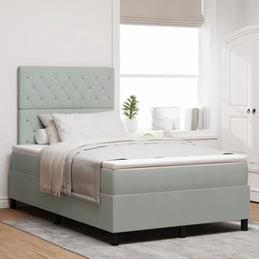 Boxspring Ágy Matrac Sötétszürke Kis Dupla Bársony