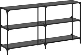 vidaXL acél tálalóasztal fekete üveglappal 158,5 x 30 x 81 cm