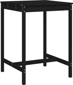 vidaXL fekete tömör fenyőfa kerti asztal 82,5x82,5x110 cm