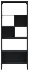 5 szintes fekete szerelt fa könyvespolc 76 x 33 x 188,5 cm