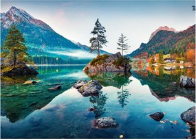 Kép - Lake Hintersee, Bajor - Alpok, Ausztria (üvegen) (70x50 cm)