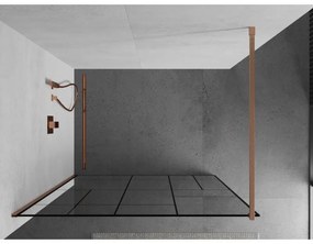 Mexen Kioto, Walk-In zuhany paraván 70 x 200 cm, 8 mm átlátszó üveg fekete mintás, réz matt profil, 800-070-101-65-78