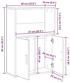 betonszürke szerelt fa könyvespolc 60x24x85 cm