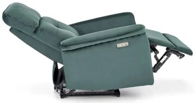 SEMIR sötétzöld karosszék elektromos dönthető funkcióval / USB csatlakozóval