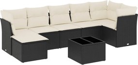 vidaXL 8 részes fekete polyrattan kerti ülőgarnitúra párnákkal