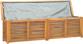 vidaXL tömör tíkfa kerti tárolóláda zsákkal 200 x 50 x 55 cm