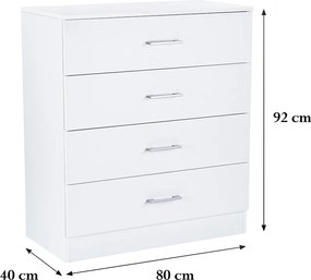 Miami komód 4 fiókos 80x92 cm fehér-fehér
