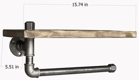 Fali polc törölközőtartóval BORURAF 16x40 cm fenyő/fekete