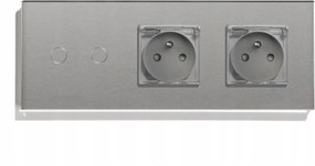 Üveg Érintőkapcsoló Dupla 2K+KÉT Hermetikus Aljzat Fedéllel