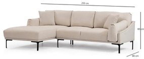 Leo világosbézs sarokkanapé, bal oldali - Artie