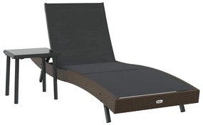 Napozóágy asztallal 2 pcs Barna, fekete 40 x 40 x 40.5 cm