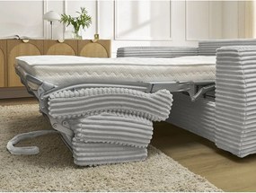 Világosszürke kordbársony kanapé mindennapos alvásra-kinyitható 220 cm Hugo – Bobochic Paris