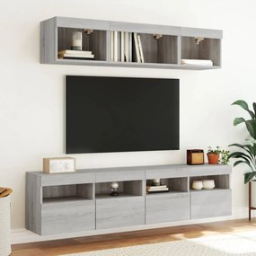 szürke sonoma színű fali TV-szekrény LED-del 80 x 30 x 40 cm