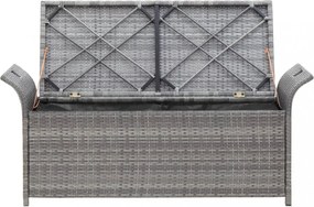 szürke polyrattan tárolópad párnával 138 cm