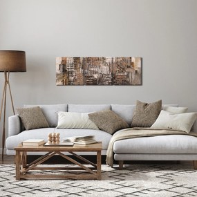 Kép - absztrakció barna tónusokkal (órával) (90x30 cm)