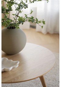 Natúr színű kerek dohányzóasztal tölgyfa dekorral 90x90 cm Yumi - Rowico