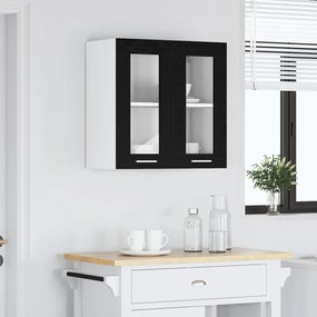 Függő Üveg Szekrény Fekete Tölgyben - 60x31x60 cm