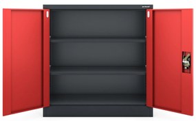 Alacsony fém irattartó szekrény BEATA, 900 x 930 x 400 mm, antracit-piros