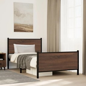 barna tölgy színű fém ágykeret matrac nélkül 100 x 200 cm
